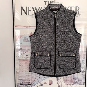 Catherine Malandrino, diamond quilted tweed black and white puffer vest size M